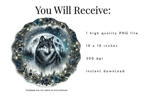 Wolf Wind Spinner Sublimation PNG Sublimation BijouBay 