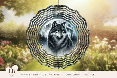 Wolf Wind Spinner Sublimation PNG Sublimation BijouBay 