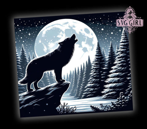 Wolf With Moon 20oz Tumbler Wrap Sublimation Design, Straight Tapered Tumbler Wrap, Wolf Tumbler Png, Instant Digital Download Sublimation SvggirlplusArt 