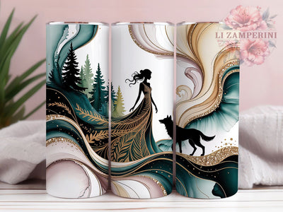 Wolf Woman Tribal Boho Tumbler Wrap, Indigenous Theme, Alcohol Ink, Tribal Style, Boho Art, Tumbler Wrap, Sublimation Design Sublimation Li Zamperini 