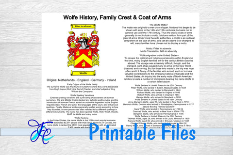 Wolfe History, Family Crest & Coat of Arms 3D Paper Family Creations 