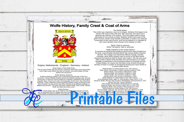 Wolfe History, Family Crest & Coat of Arms 3D Paper Family Creations 
