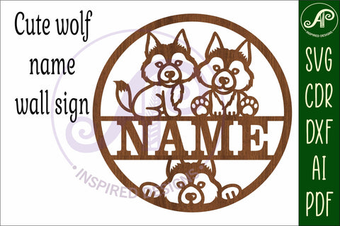 Wolves name sign svg laser cut template SVG APInspireddesigns 