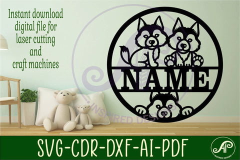 Wolves name sign svg laser cut template SVG APInspireddesigns 