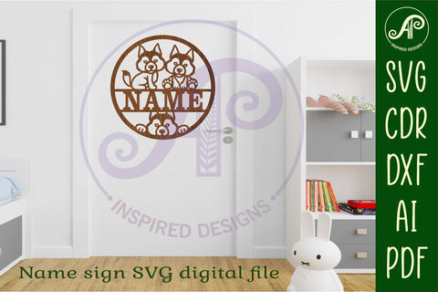 Wolves name sign svg laser cut template SVG APInspireddesigns 