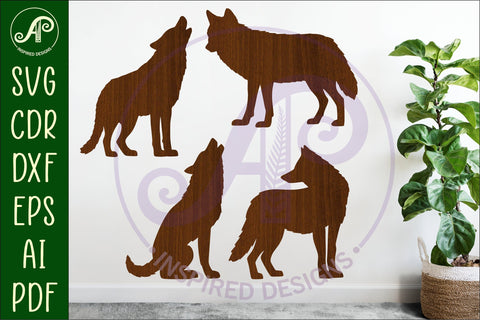 Wolves Silhouette laser cut wall art SVG APInspireddesigns 
