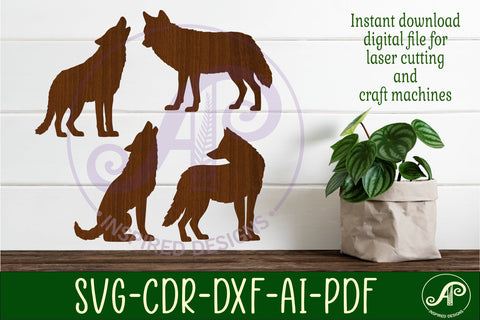 Wolves Silhouette laser cut wall art SVG APInspireddesigns 