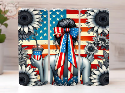 Woman American Flag 20oz Tumbler Png, Straight & Tapered Tumbler Png, Floral 4th of July Tumbler Png, Digital Download PNG Sublimation Lara' s Designs 