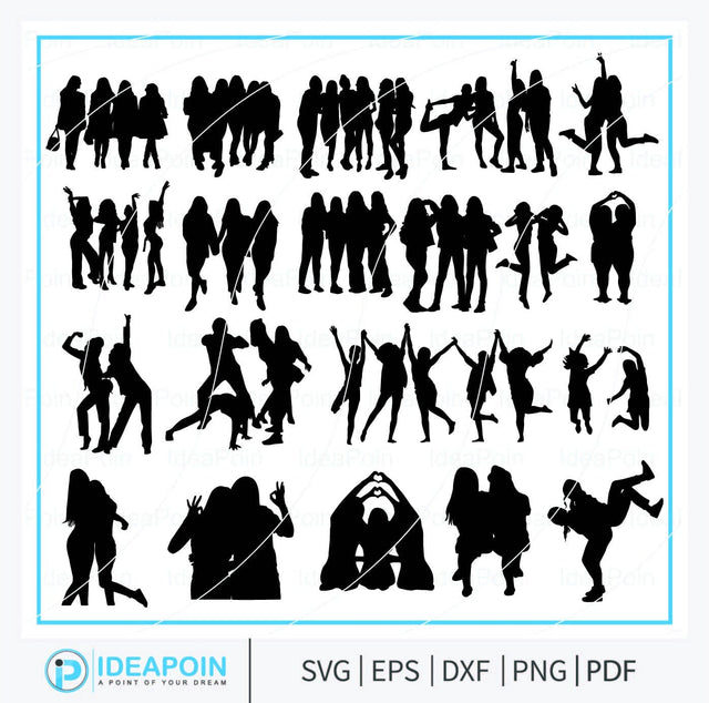 Woman Best Friends Silhouette, Woman Best Friends svg, Best friends Svg, Girlfriends Svg, Girls Silhouette, Woman Best Friends Clipart SVG Dinvect 