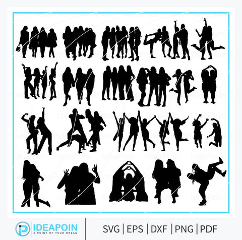 Woman Best Friends Silhouette, Woman Best Friends svg, Best friends Svg, Girlfriends Svg, Girls Silhouette, Woman Best Friends Clipart SVG Dinvect 