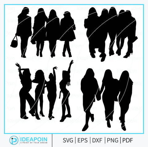 Woman Best Friends Silhouette, Woman Best Friends svg, Best friends Svg, Girlfriends Svg, Girls Silhouette, Woman Best Friends Clipart SVG Dinvect 