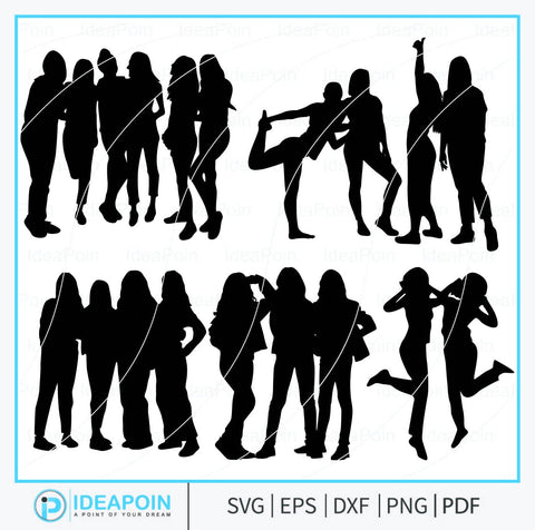 Woman Best Friends Silhouette, Woman Best Friends svg, Best friends Svg, Girlfriends Svg, Girls Silhouette, Woman Best Friends Clipart SVG Dinvect 
