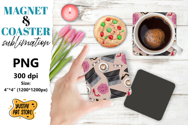 Woman Coaster & Magnet design. Boss girl design Sublimation Yustaf Art Store 
