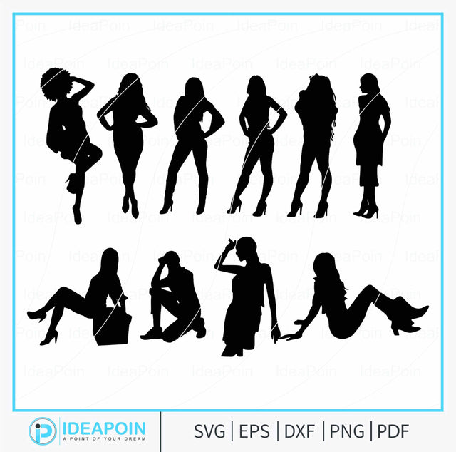 Woman Diva Silhouette, Black woman Diva, Afro Woman SVG Bundle, african american curvy women, curvy queen, Black queen, Afro Girl, Woman svg SVG Dinvect 