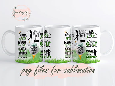 Woman Golf Mug Wrap, Golf Girl Mug Wrap Design, Instant Digital Design Download Mug Wrap Design, Mug Design PNG Sublimation PrintingLife 