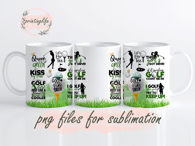 Woman Golf Mug Wrap, Golf Girl Mug Wrap Design, Instant Digital Design Download Mug Wrap Design, Mug Design PNG Sublimation PrintingLife 