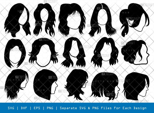 Woman Hairstyle Svg Cricut Cut Files Png Bundle, SB01166 SVG ETC Craft 