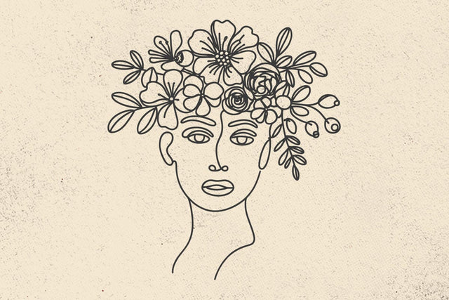 Woman Head with Flowers Svg, Magnolia and Daisy Flower Crown Svg, Leaves Svg, Woman Face Svg,Hair of Flowers Svg,Floral Woman Svg,Floral svg SVG DesignDestine 