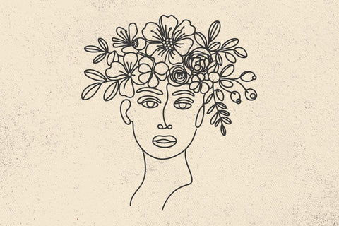 Woman Head with Flowers Svg, Magnolia and Daisy Flower Crown Svg, Leaves Svg, Woman Face Svg,Hair of Flowers Svg,Floral Woman Svg,Floral svg SVG DesignDestine 