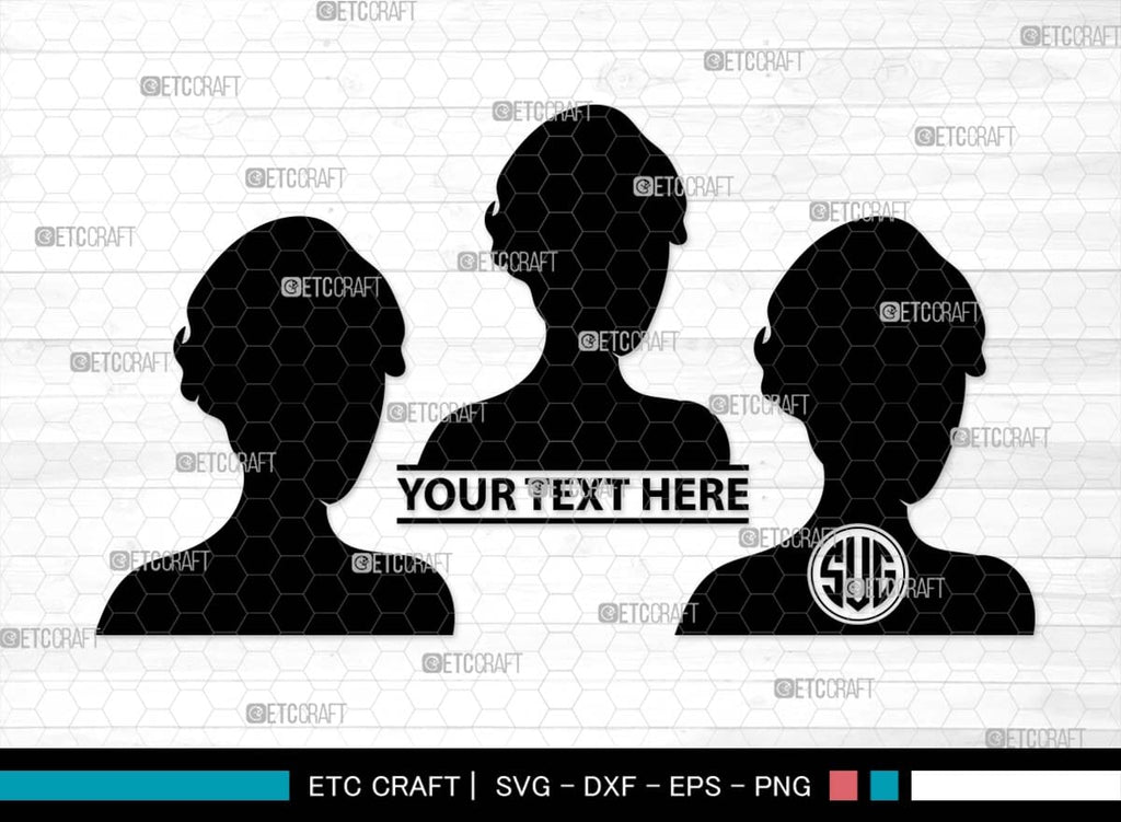 Woman Heads Monogram, Woman Heads Silhouette, Woman Heads SVG, Heads ...