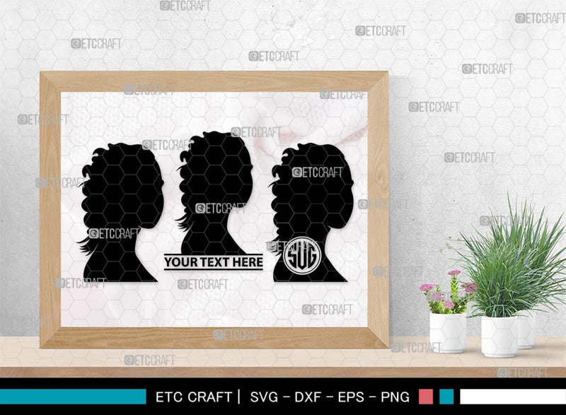 Woman Heads Monogram, Woman Heads Silhouette, Woman Heads SVG, Heads ...