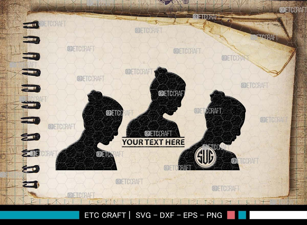 Woman Heads Monogram, Woman Heads Silhouette, Woman Heads SVG, Heads ...