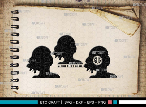 Woman Heads Monogram, Woman Heads Silhouette, Woman Heads SVG, Heads Svg, Women Hair Svg, Woman Svg, Female Svg, SB00560 SVG ETC Craft 