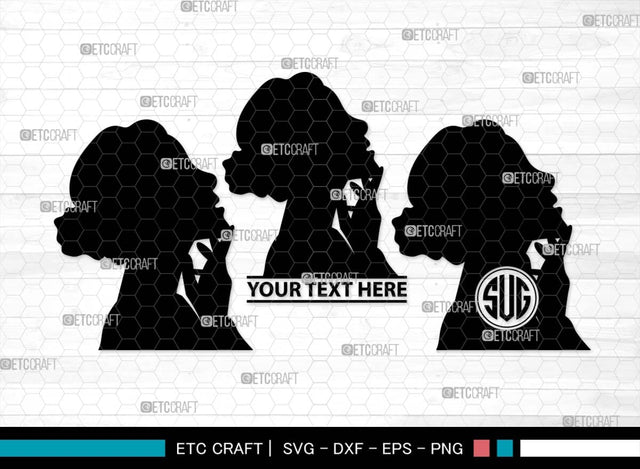 Woman Heads Monogram, Woman Heads Silhouette, Woman Heads SVG, Heads Svg, Women Hair Svg, Woman Svg, Female Svg, SB00560 SVG ETC Craft 