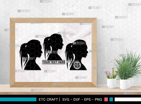 Woman Heads Monogram, Woman Heads Silhouette, Woman Heads SVG, Heads Svg, Women Hair Svg, Woman Svg, Female Svg, SB00560 SVG ETC Craft 