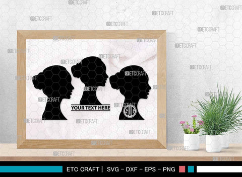 Woman Heads Monogram, Woman Heads Silhouette, Woman Heads SVG, Heads Svg, Women Hair Svg, Woman Svg, Female Svg, SB00560 SVG ETC Craft 