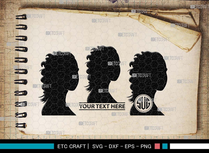 Woman Heads Monogram, Woman Heads Silhouette, Woman Heads SVG, Heads ...