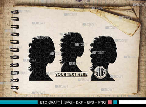 Woman Heads Monogram, Woman Heads Silhouette, Woman Heads SVG, Heads Svg, Women Hair Svg, Woman Svg, Female Svg, SB00560 SVG ETC Craft 