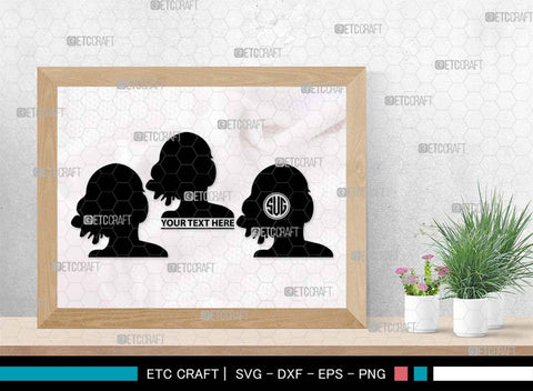 Woman Heads Monogram, Woman Heads Silhouette, Woman Heads SVG, Heads Svg, Women Hair Svg, Woman Svg, Female Svg, SB00560 SVG ETC Craft 