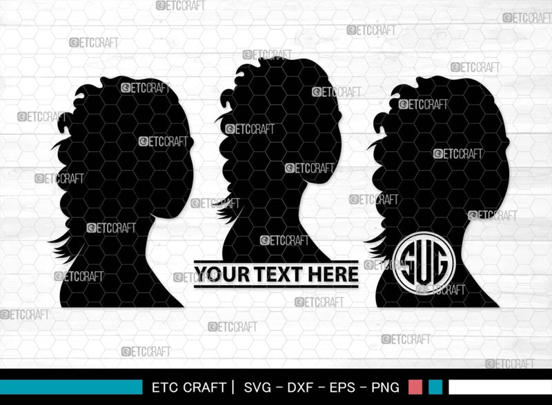 Woman Heads Monogram, Woman Heads Silhouette, Woman Heads SVG, Heads ...