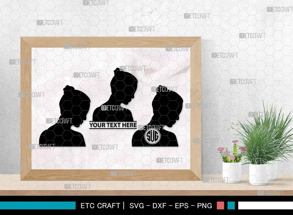 Woman Heads Monogram, Woman Heads Silhouette, Woman Heads SVG, Heads ...