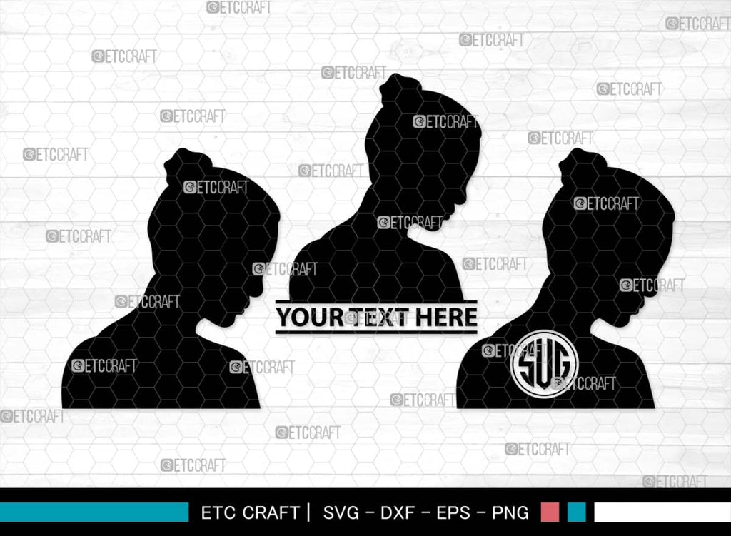 Woman Heads Monogram, Woman Heads Silhouette, Woman Heads SVG, Heads ...