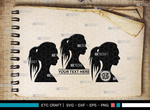 Woman Heads Monogram, Woman Heads Silhouette, Woman Heads SVG, Heads Svg, Women Hair Svg, Woman Svg, Female Svg, SB00560 SVG ETC Craft 