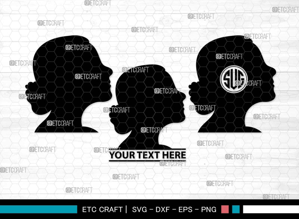 Woman Heads Monogram, Woman Heads Silhouette, Woman Heads SVG, Heads ...
