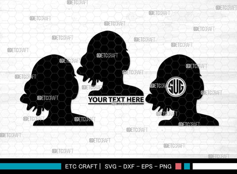 Woman Heads Monogram, Woman Heads Silhouette, Woman Heads SVG, Heads Svg, Women Hair Svg, Woman Svg, Female Svg, SB00560 SVG ETC Craft 