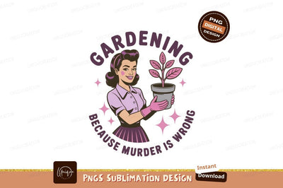 Woman holding potted plant gardening pink Sublimation Designangry 