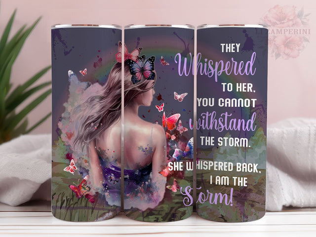 Woman I am the Storm 20oz Tumbler Wrap PNG, Straight & Tapered Tumbler Wrap, Colorful Butterfly Tumbler PNG, Instant Digital Download Sublimation Li Zamperini 
