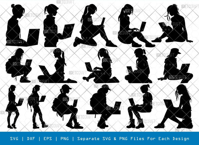 Woman With Laptop Svg Cricut Cut Files Png Bundle, SB01142 SVG ETC Craft 