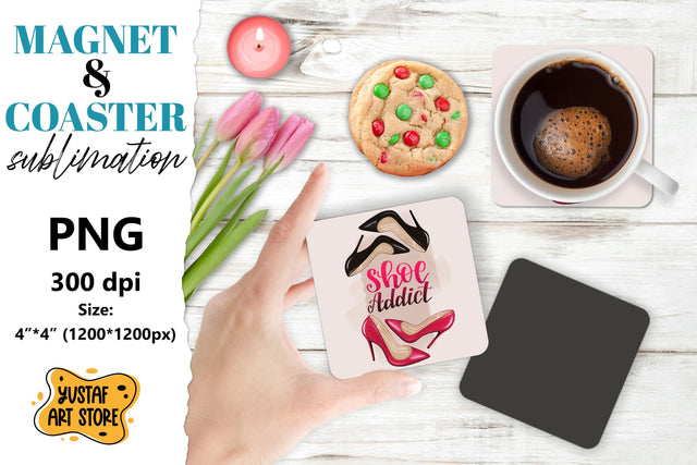 Woman's Coaster & Magnet design. Sublimation Yustaf Art Store 