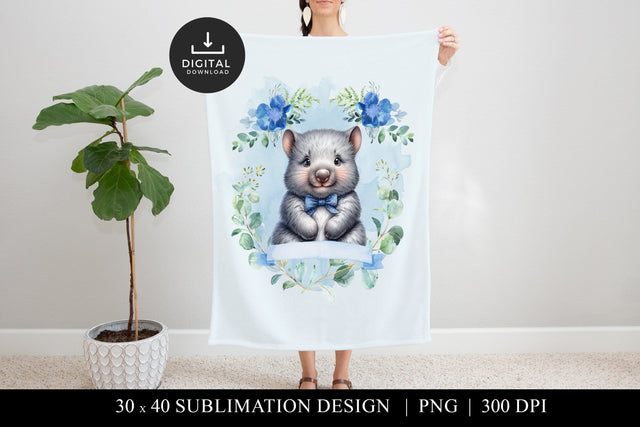 Wombat Blanket Sublimation Design, Printable Nursery Decor Sublimation BijouBay 