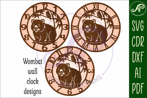 Wombat clock wall clock laser cut file Australian clock SVG APInspireddesigns 