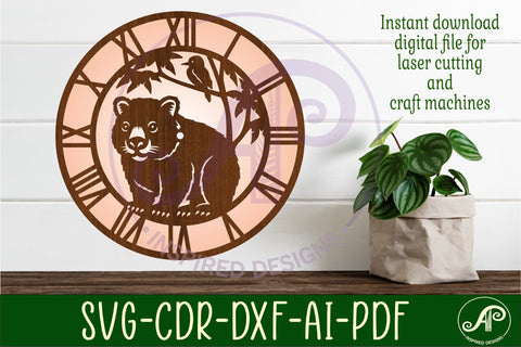 Wombat clock wall clock laser cut file Australian clock SVG APInspireddesigns 