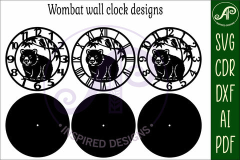 Wombat clock wall clock laser cut file Australian clock SVG APInspireddesigns 