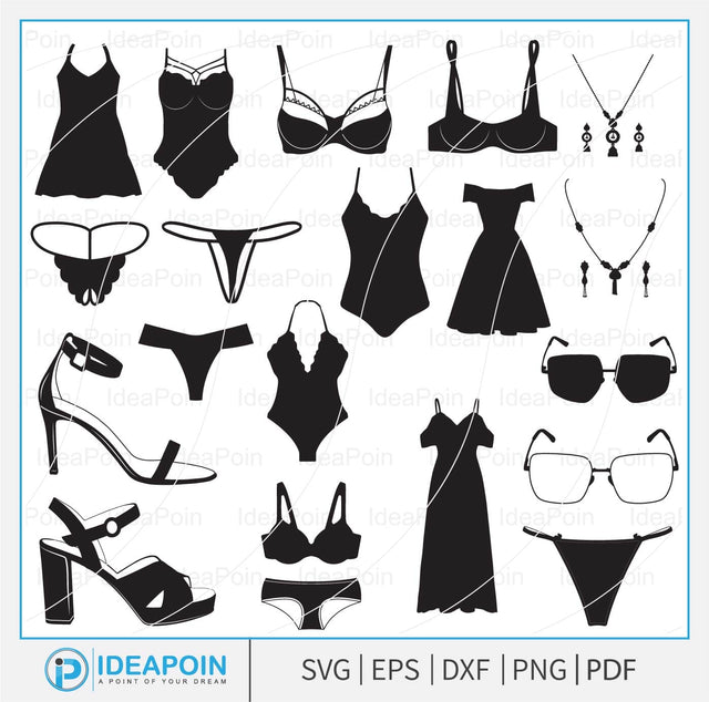 Women fashion wears svg, Sports Bra svg, Strappy Soft Bullet Bra svg, Lingerie Silhouette, Bra And Panty Svg, Lingeries svg, Bikini svg SVG Dinvect 