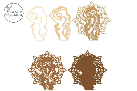 Women Silhouette Ornamented Template SVG LaserCutano 