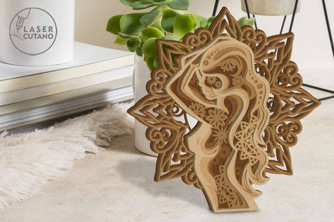 Women Silhouette Ornamented Template SVG LaserCutano 